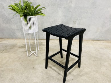 Corva leather counter stool black-2